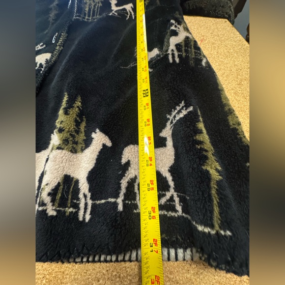 Vintage 90s White Stag Deer Print Fleece Jacket Womens L Sherpa Lined Hooded - Picture 9 of 9